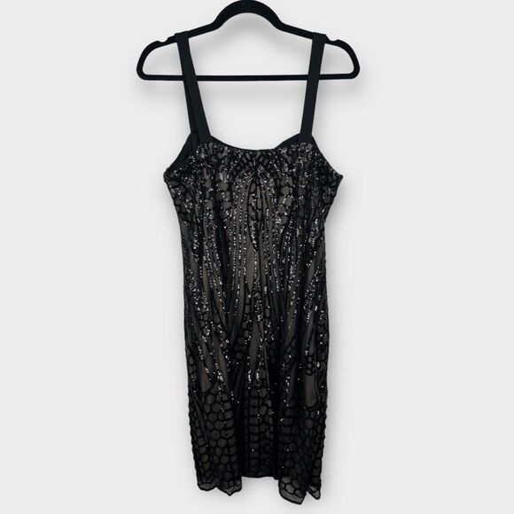R&M Richard Black Sleeveless All Over Sequin Bodycon Dress 1920s Flapper Size 12 - Picture 3 of 8